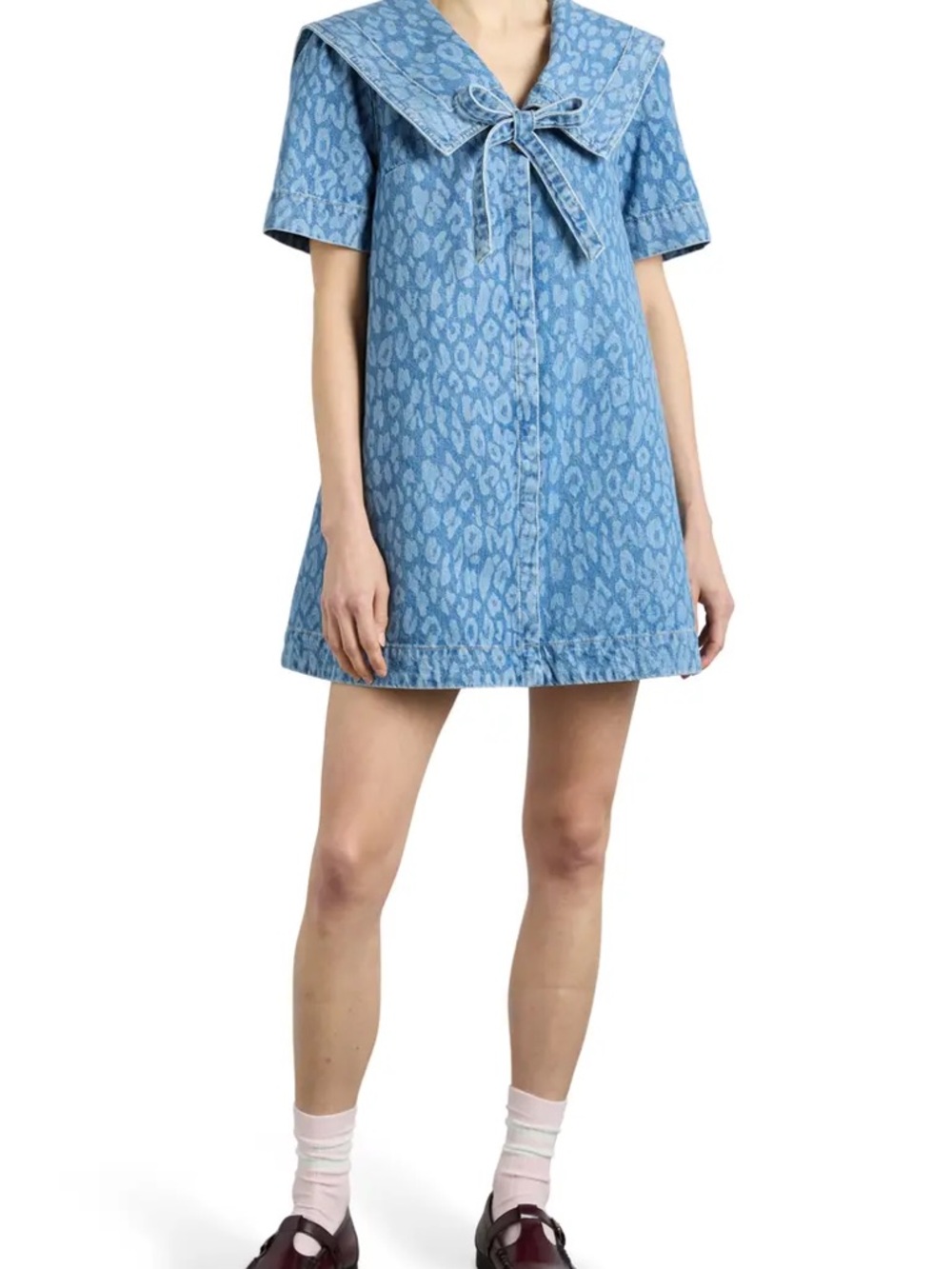 Goldie dress - denim leopard laser - 8 / BLUE mini